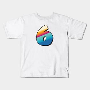 Number 6, Six - beach colors Kids T-Shirt